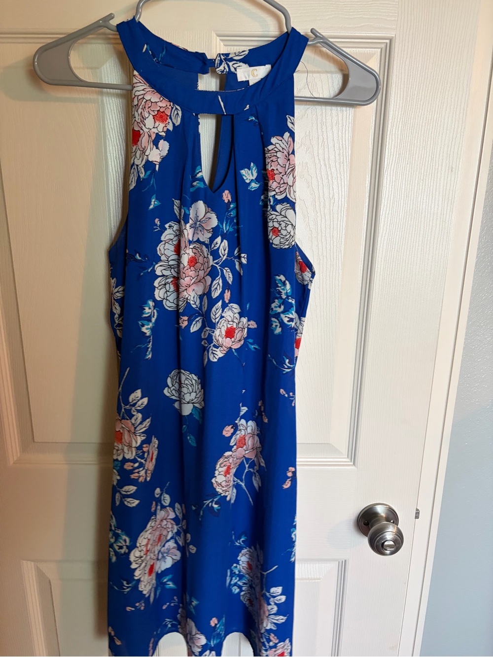 Charming Charlie Royal Blue Floral Halter Dress